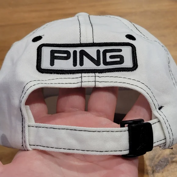 Ping G10 Hat Strap Back White Black Spell Out Golf Club Cotton Dad One Size - Picture 9 of 9